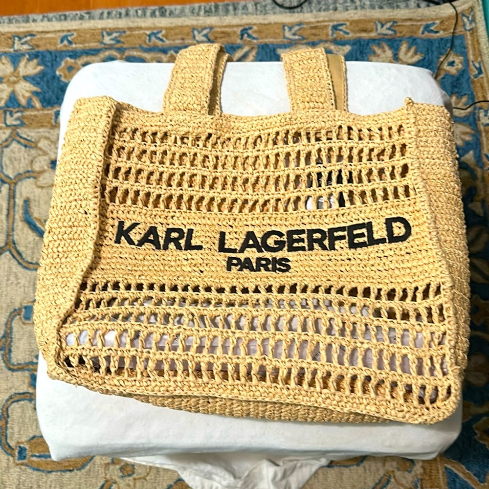 Karl Lagerfeld raffia tote bag